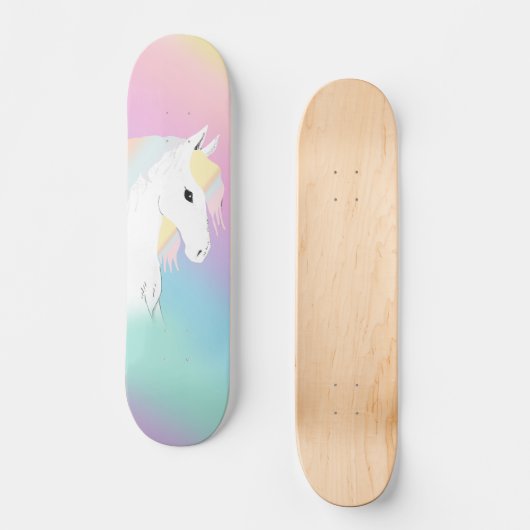 Rainbow Horse Unicorn Reittier Girly Skateboard (Vorderseite)