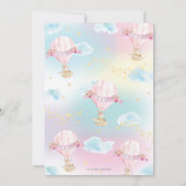 Rainbow Hot Air Ballon Babydusche Bunny Girl Einladung (Rückseite)