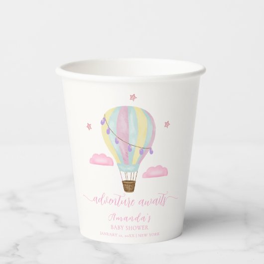 Rainbow Hot Air Ballon Cloud Star Baby Dusche Pappbecher (Vorderseite)