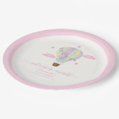 Rainbow Hot Air Ballon Cloud Star Baby Dusche Pappteller (Schrägansicht)