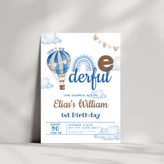 Rainbow Hot Air Ballon ist nicht der 1. Geburtstag Einladung