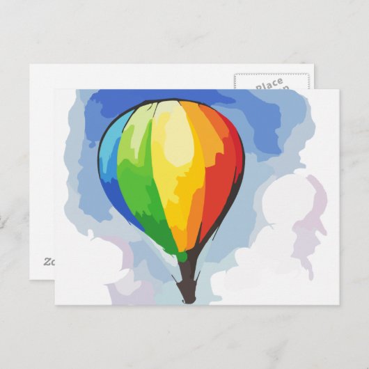 Rainbow Hot Air Ballon Postkarte (Vorne/Hinten)