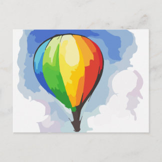 Rainbow Hot Air Ballon Postkarte