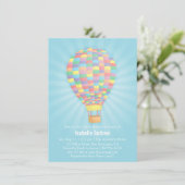 Rainbow Hot Air Balloon Baby Shower Einladungen (Stehend Vorderseite)