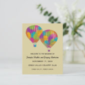Rainbow Hot Air Balloons Custom Wedding Programm (Stehend Vorderseite)