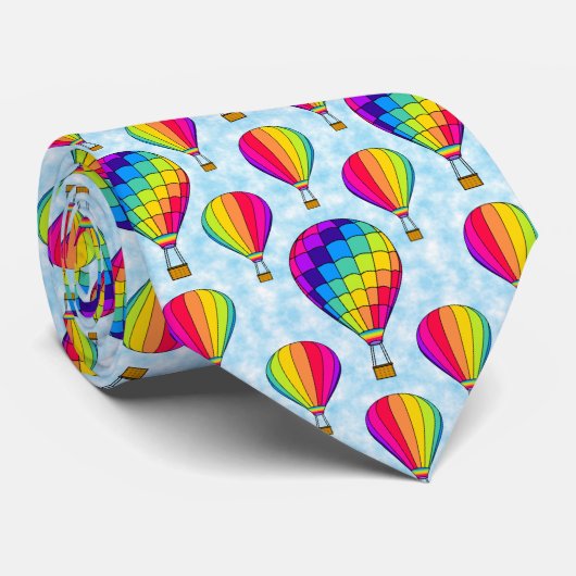 Rainbow Hot Air Balloons Krawatte (Gerollt)