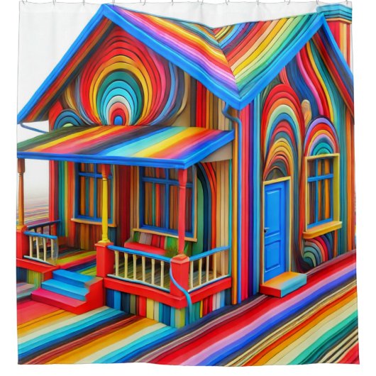 Rainbow House Duschvorhang (Vorderseite)