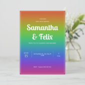 Rainbow Hue Ombre Wedding Einladung (Stehend Vorderseite)