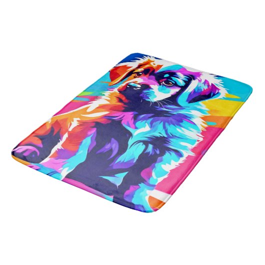 Rainbow Hued Dog Art Badematte (Schrägansicht)