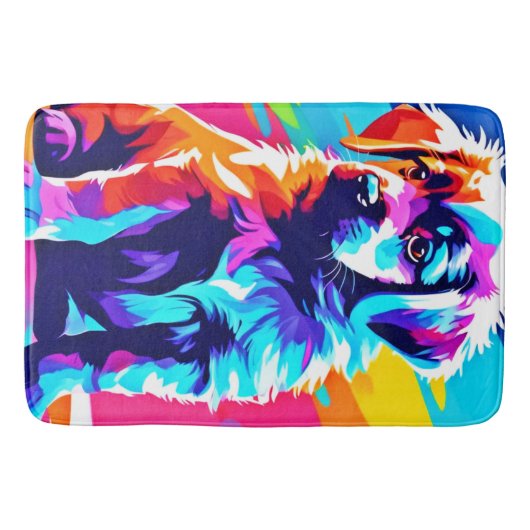 Rainbow Hued Dog Art Badematte (Vorderseite)