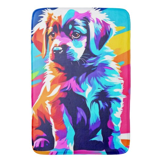 Rainbow Hued Dog Art Badematte (Vorderseite Vertikal)