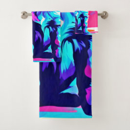 Rainbow Hued Dog Art Badhandtuch Set