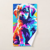 Rainbow Hued Dog Art Badhandtuch Set (Handtuch)