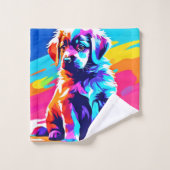 Rainbow Hued Dog Art Badhandtuch Set (Waschlappen)