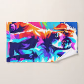 Rainbow Hued Dog Art Badhandtuch Set (Handtuch)