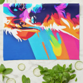 Rainbow Hued Dog Art Geschirrtuch (Gefaltet)
