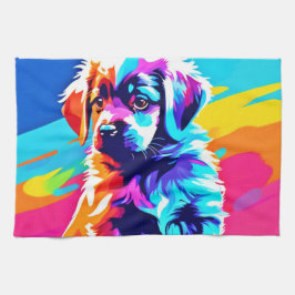 Rainbow Hued Dog Art Geschirrtuch