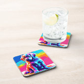 Rainbow Hued Dog Art Getränkeuntersetzer (Rechte Seite)