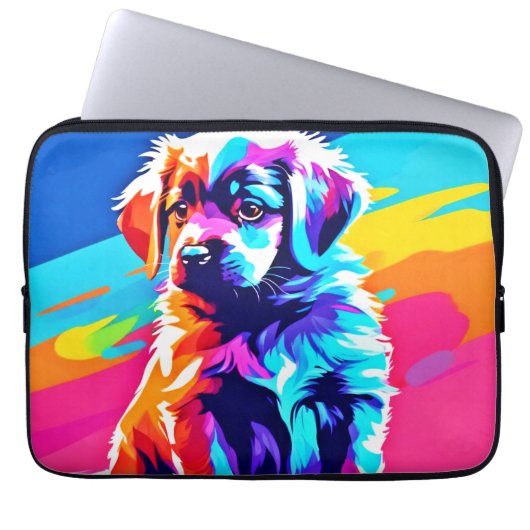 Rainbow Hued Dog Art Laptopschutzhülle (Vorderseite)