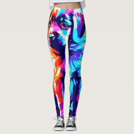 Rainbow Hued Dog Art Leggings