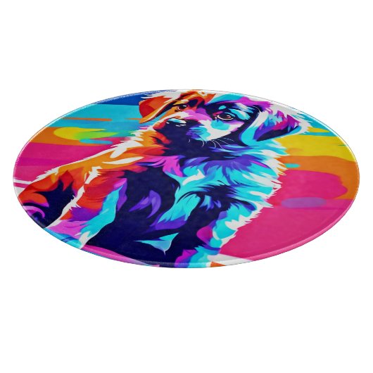Rainbow Hued Dog Art Schneidebrett (Ecke)