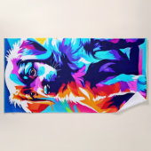 Rainbow Hued Dog Art Strandtuch (Vorderseite)