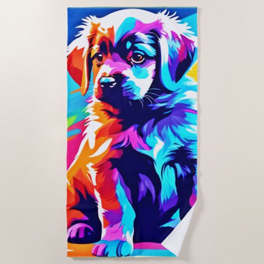 Rainbow Hued Dog Art Strandtuch (Vorderseite)
