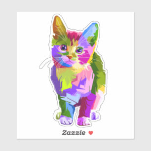 Rainbow-hued Kitten Aufkleber
