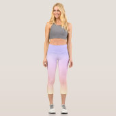 Rainbow Hued Pastel Gradient Starry Galaxy Yoga Capri Leggings (Vorderseite)