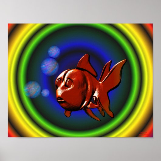 Rainbow Hues Abstrakt Goldfish Poster (Vorne)