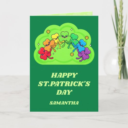 Rainbow Hugs St. Patrick’s Day Greeting Card Karte (Vorderseite)