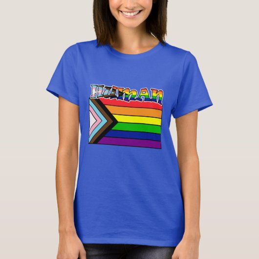 Rainbow Human LGBTQ Flag Support und Pride T-Shir T-Shirt (Vorderseite)
