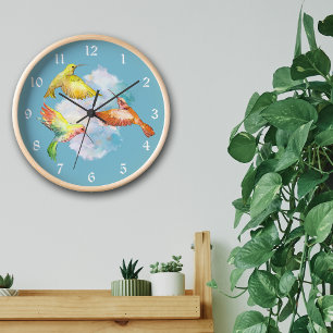 Rainbow Hummingbird Dance Große Wanduhr