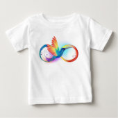Rainbow Hummingbird mit dem Symbol Unendlichkeit Baby T-shirt (Vorderseite)