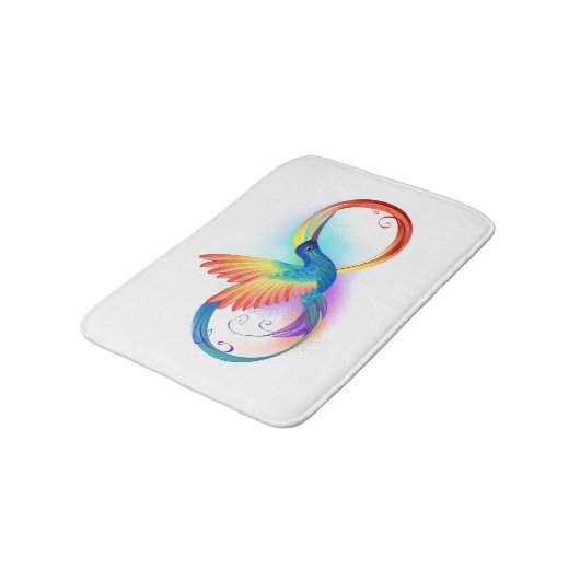 Rainbow Hummingbird mit dem Symbol Unendlichkeit Badematte (Schrägansicht)