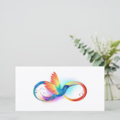 Rainbow Hummingbird mit dem Symbol Unendlichkeit Dankeskarte (Stehend Vorderseite)
