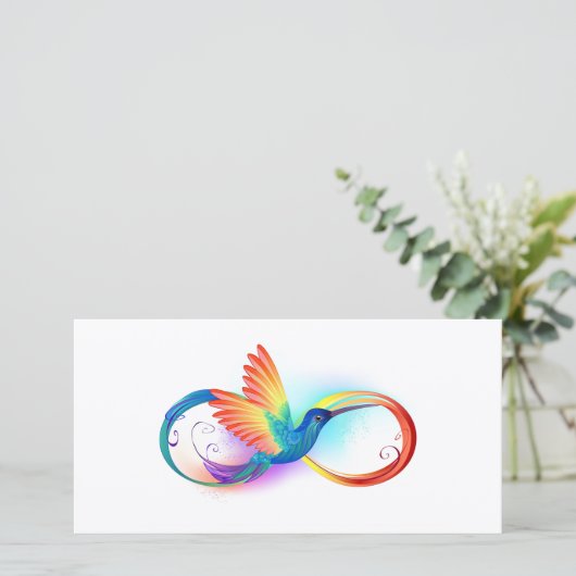 Rainbow Hummingbird mit dem Symbol Unendlichkeit Dankeskarte (Stehend Vorderseite)
