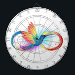 Rainbow Hummingbird mit dem Symbol Unendlichkeit Dartscheibe<br><div class="desc">Schönes unendliches Tattoo mit Regenbogen Kolibri. Regenbogenvogel.</div>