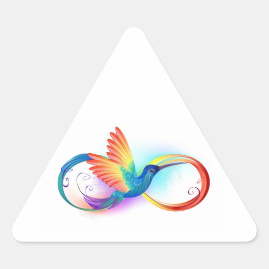 Rainbow Hummingbird mit dem Symbol Unendlichkeit Dreieckiger Aufkleber (Vorderseite)