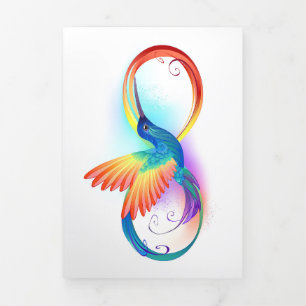 Rainbow Hummingbird mit dem Symbol Unendlichkeit Dreifach Gefaltete Einladung