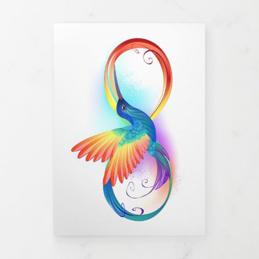 Rainbow Hummingbird mit dem Symbol Unendlichkeit Dreifach Gefaltete Einladung (Cover)
