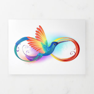 Rainbow Hummingbird mit dem Symbol Unendlichkeit Dreifach Gefaltete Karte