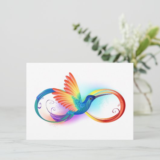 Rainbow Hummingbird mit dem Symbol Unendlichkeit Einladung (Stehend Vorderseite)