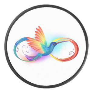 Rainbow Hummingbird mit dem Symbol Unendlichkeit Eishockey Puck
