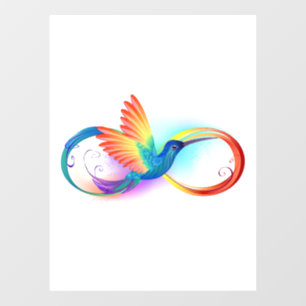 Rainbow Hummingbird mit dem Symbol Unendlichkeit Fensteraufkleber