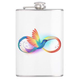 Rainbow Hummingbird mit dem Symbol Unendlichkeit Flachmann