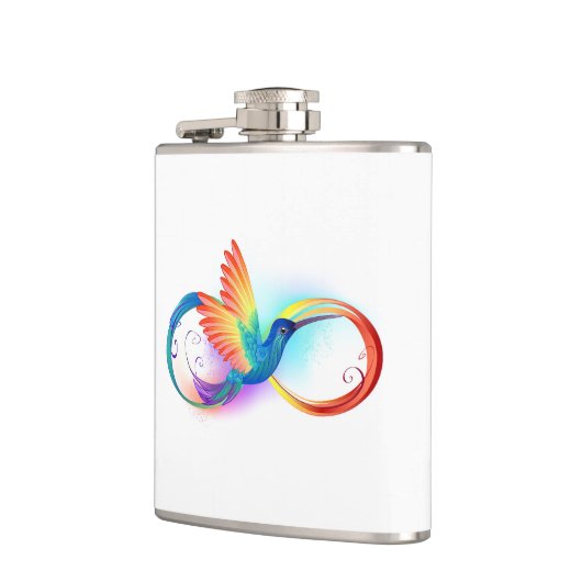 Rainbow Hummingbird mit dem Symbol Unendlichkeit Flachmann (Links)