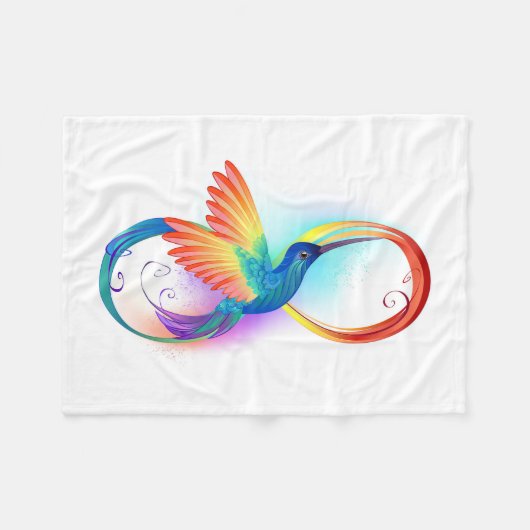 Rainbow Hummingbird mit dem Symbol Unendlichkeit Fleecedecke (Vorderseite (Horizontal))