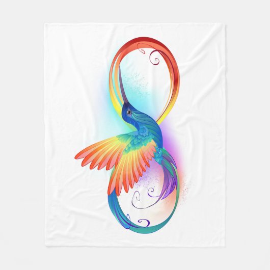 Rainbow Hummingbird mit dem Symbol Unendlichkeit Fleecedecke (Vorderseite)