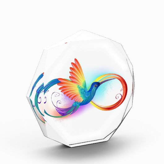 Rainbow Hummingbird mit dem Symbol Unendlichkeit Fotoblock (Links)